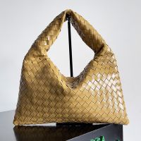 Bottega Veneta Small Hop Shoulder Bag In Intrecciato Leather Camel