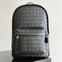Bottega Veneta Medium Classic Backpack In Intrecciato Grained Leather Black