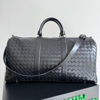 Bottega Veneta Medium Cabin Duffle In Intrecciato Leather Black