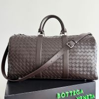 Bottega Veneta Medium Cabin Duffle In Intrecciato Leather Dark Brown
