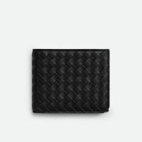 Bottega Veneta Bi-Fold Wallet In Intrecciato Piccolo Calfskin Black