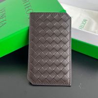 Bottega Veneta Vertical Card Case In Intrecciato Piccolo Calfskin Coffee