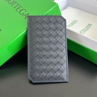 Bottega Veneta Vertical Card Case In Intrecciato Piccolo Calfskin Grey