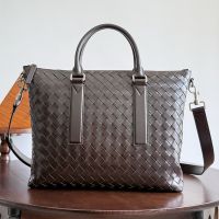 Bottega Veneta Soft Briefcase In Intrecciato Calfskin Coffee