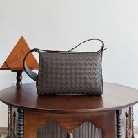 Bottega Veneta Tribeca Crossbody Bag In Intrecciato Calfskin Coffee