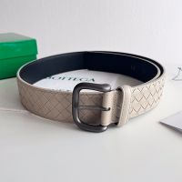 Bottega Veneta 4.0 Belt with Matte Pin Buckle In Intrecciato Calfskin Grey