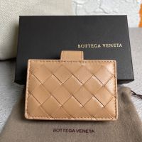 Bottega Veneta Intreccio Accordion Card Holder with Snap Strap Lambskin Khaki