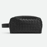 Bottega Veneta Travel Pouch In Intrecciato Calfskin Black