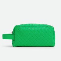 Bottega Veneta Travel Pouch In Intrecciato Calfskin Green