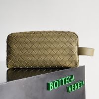 Bottega Veneta Travel Pouch In Intrecciato Calfskin Olive