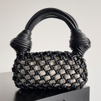 Bottega Veneta Mini Jodie Top Handle Bag In Hollow-Out Lambskin Black