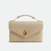 Bottega Veneta Knot Lock Crossbody Bag In Intrecciato Piccolo Leather Khaki