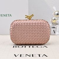 Bottega Veneta Knot Clutch In Intrecciato Silk Cherry