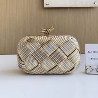 Bottega Veneta Knot Clutch In Intreccio Tubular Leather Gold/Silver