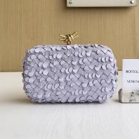 Bottega Veneta Knot Clutch In Intreccio Petal Lambskin Purple