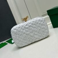 Bottega Veneta Knot Clutch In Foulard Intreccio Leather White