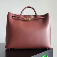 Bottega Veneta Large Andiamo Top Handle Bag In Silky Calfskin Burgundy