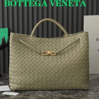 Bottega Veneta Large Andiamo Top Handle Bag In Intrecciato Leather Light Green