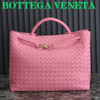 Bottega Veneta Large Andiamo Top Handle Bag In Intrecciato Leather Pink