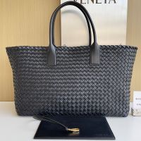 Bottega Veneta Large Cabat Tote 51 In Intreccio Lambskin Black