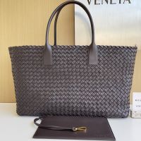 Bottega Veneta Large Cabat Tote 51 In Intreccio Lambskin Dark Brown