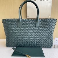 Bottega Veneta Large Cabat Tote 51 In Intreccio Lambskin Dark Green