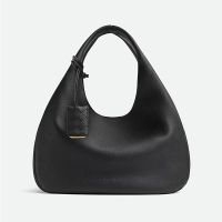 Bottega Veneta Large Campana Shoulder Bag In Grained Calfskin Black