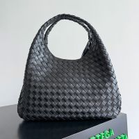 Bottega Veneta Large Campana Shoulder Bag In Intrecciato Leather Black