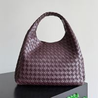 Bottega Veneta Large Campana Shoulder Bag In Intrecciato Leather Dark Red