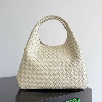 Bottega Veneta Large Campana Shoulder Bag In Intrecciato Leather White