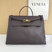 Bottega Veneta Large Ciao Ciao Top Handle Bag In Silky Calfskin Dark Brown