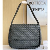 Bottega Veneta Large Cobble Messenger Bag In Intrecciato Leather Dark Brown