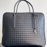 Bottega Veneta Large Getaway Weekender Briefcase In Intreccio Calfskin Grey