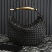 Bottega Veneta Large Sardine Shoulder Bag In Intrecciato Leather Dark Brown