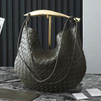 Bottega Veneta Large Sardine Shoulder Bag In Intrecciato Leather Taupe