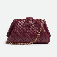 Bottega Veneta Medium Lauren 1980 Clutch with Chain In Intrecciato Lambskin Burgundy