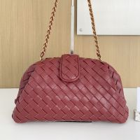 Bottega Veneta Medium Lauren 1980 Clutch with Chain In Intrecciato Lambskin Red