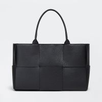 Bottega Veneta Medium Arco Tote 36 In Intreccio Grained Calfskin and Suede Black