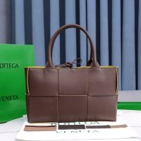 Bottega Veneta Medium Arco Tote 36 In Intreccio Lambskin Brown/Yellow