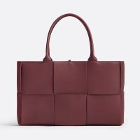 Bottega Veneta Medium Arco Tote 36 In Intreccio Lambskin Burgundy/Coffee