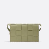 Bottega Veneta Medium Cassette Crossbody Bag In Intreccio Calfskin Olive