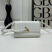 Bottega Veneta Mini Andiamo Crossbody Bag In Intrecciato Leather White