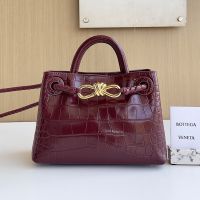 Bottega Veneta Mini Andiamo Top Handle Bag In Alligator Leather Burgundy