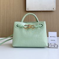 Bottega Veneta Mini Andiamo Top Handle Bag In Alligator Leather Light Green