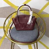 Bottega Veneta Mini Arco Top Handle Bag In Intreccio Smooth Calfskin Burgundy