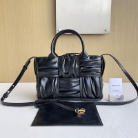 Bottega Veneta Mini Arco Tote 25 with Detachable Strap In Foulard Intreccio Leather Black