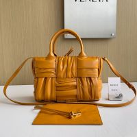 Bottega Veneta Mini Arco Tote 25 with Detachable Strap In Foulard Intreccio Leather Brown