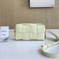 Bottega Veneta Mini Brick Cassette Crossbody Bag In Intreccio Leather Beige