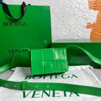 Bottega Veneta Micro Cassette Crossbody Bag In Intreccio Waxed Leather Green