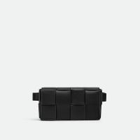 Bottega Veneta Mini Cassette Belt Bag In Intreccio Calfskin Black